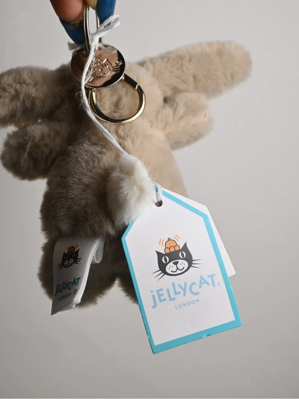 Jellycat Cream Plush Bunny with Pink Ear Accent